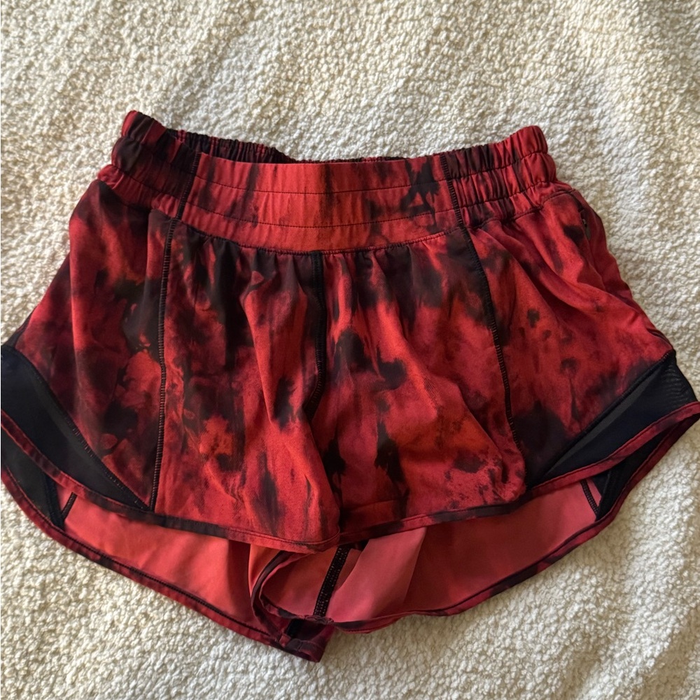 Lululemon Red and Black Athletic Shorts